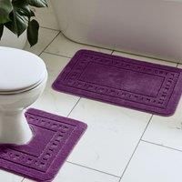 Catherine Lansfield Armoni Bath Mat and Pedestal Set Plum