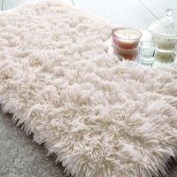 Catherine Lansfield Cuddly Deep Pile Faux Fur Bath Mat, 50x80 cm, Cream