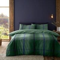Catherine Lansfield Brushed Melrose Tweed Duvet Cover Set- Green