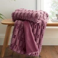 Bianca Carved Faux Fur Throw- Pink