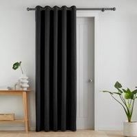 Catherine Lansfield Wilson Blackout Thermal Eyelet Curtains Or Door Panel Black