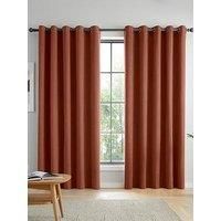 Catherine Lansfield Wilson Blackout Thermal Eyelet Curtains Or Door Panel Black