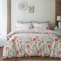 Catherine Lansfield Ella Poppy Floral Reversible Duvet Cover Bedding Set Cream