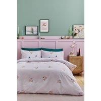 Catherine Lansfield Vintage Christmas Santa Reversible King Duvet Cover Set with Pillowcase Pink