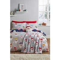 Catherine Lansfield Christmas Santa Spec-Tacular Reversible Double Duvet Cover Set with Pillowcase Grey