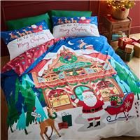 Catherine Lansfield Christmas Santas Workshop Duvet Set- King - Navy