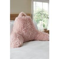 Catherine Lansfield Cuddly Deep Pile Faux Fur High Back Cuddle Cushion Back Rest Blush Pink