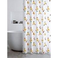 Catherine Lansfield Christmas Quacker 180x180cm Shower Curtain White
