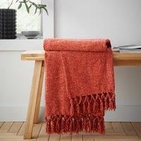 Catherine Lansfield Wilson Plain Chenille 130x170cm Blanket Throw Terracotta