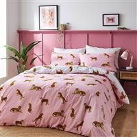 Sassy B Tiger Soft Microfibre Reversible Single Duvet Cover Set with Pillowcase Pink