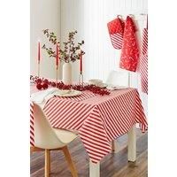 Catherine Lansfield Christmas Candy Cane Cotton 137x178 cm Table Cloth White Red