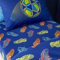 Catherine Lansfield Bright Football Single Fitted Sheet Navy Blue