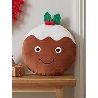 Catherine Lansfield Christmas Pudding 3D Shaped Cushion Brown