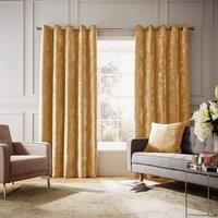 Hyperion Selene Luxury Weighted Thermal Eyelet Curtains Gold 66cm Width x 182.88cm Drop