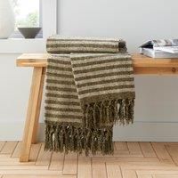 Catherine Lansfield Stripe Chenille, 130x170 cm, Blanket Throw, Olive Green