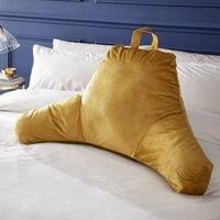 Catherine Lansfield Kingsley Matt Velvet High Back Cuddle Cushion Back Rest Ochre Yellow
