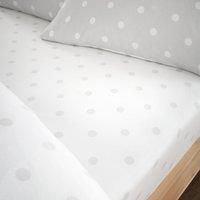 Catherine Lansfield Brushed Polka Dot Cotton King Fitted Sheet Grey