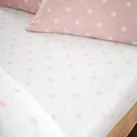 Catherine Lansfield Brushed Polka Dot Cotton King Fitted Sheet Pink