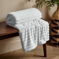 Grey Catherine Lansfield Cosy Ribbed Faux Fur Cushion Throw Home Accessories