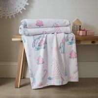 Catherine Lansfield Christmas Festive Gnomes Throw- Pink - 130 X 170Cm
