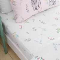 Catherine Lansfield Bunny Tails Ditsy Flowers Single Fitted Sheet White