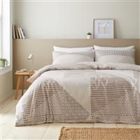 Catherine Lansfield Larsson Geo Reversible Double Duvet Cover Set with Pillowcase Natural