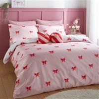 Sassy B Dotty Bows Soft Microfibre Reversible Double Duvet Cover Set with Pillowcases Pink