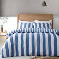 Catherine Lansfield Cove Stripe Reversible Duvet Cover Bedding Set Blue