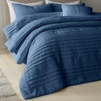 Catherine Lansfield Lennon Stripe Bedspread Throw - Blue