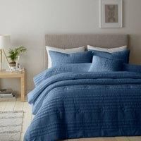 Catherine Lansfield Lennon Stripe Duvet Cover Set In Blue