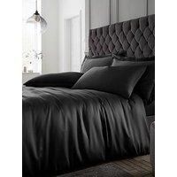 Catherine Lansfield Silky Soft Satin Single Duvet Cover Set with Pillowcase Black