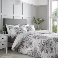 Catherine Lansfield Elinda Floral Reversible Duvet Cover Bedding Set Grey