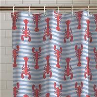 Catherine Lansfield Lobster 180x180cm Shower Curtain Panel Red