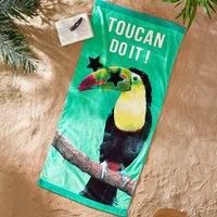 Catherine Lansfield Toucan Do It 76x160cm Cotton Beach Towel Green