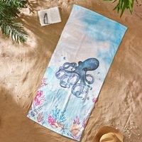 Catherine Lansfield Octopus76x160cm Cotton Beach Towel Blue
