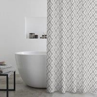 Catherine Lansfield Aztec Diamond180x180cm Shower Curtain Panel Silver Grey