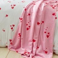 Catherine Lansfield Heart Cosy Fleece Oversized 200x240cm Blanket Throw Pink