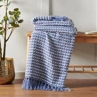 Catherine Lansfield Stab Stitch 125x150 cm Blanket Throw Blue