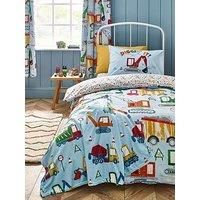 Catherine Lansfield Kids Digger Dreams Reversible Junior Duvet Cover Set with Pillowcase Blue