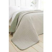 Catherine Lansfield Stripe Quilted Reversible 220x230 cm Bedspread Green