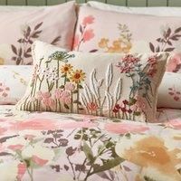 Catherine Lansfield Countryside Floral Embellished 30x40cm Cushion Natural