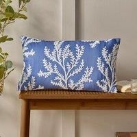 Catherine Lansfield Coral Leaf Embroidered 30x50cm Cushion Blue