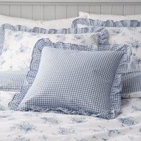 Catherine Lansfield Lucie Floral Reversible 45cm x 45cm Filled Cushion Blue