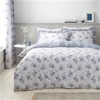 Catherine Lansfield Lucie Floral Frill Reversible Single Duvet Cover Set with Pillowcase White Blue