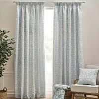 Catherine Lansfield Brooke Floral 66x54 Inch Lined Pencil Pleat Curtains Two Panels Duck egg Blue