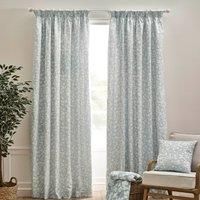 Catherine Lansfield Brooke Floral 90x90 Inch Lined Pencil Pleat Curtains Two Panels Duck egg Blue