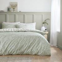 Bianca Scallop Floral Reversible Duvet Cover Bedding Set Green