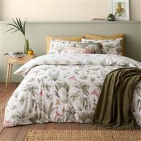 Catherine Lansfield Paradiso Palm Reversible King Duvet Cover Set with Pillowcases Natural