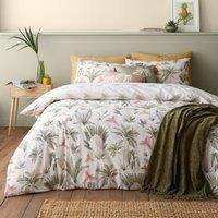 Catherine Lansfield Paradiso Palm Reversible Super King Duvet Cover Set with Pillowcases Natural