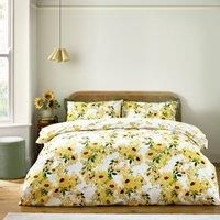 Catherine Lansfield Sunflowers Reversible Single Duvet Cover Set with Pillowcase Yellow